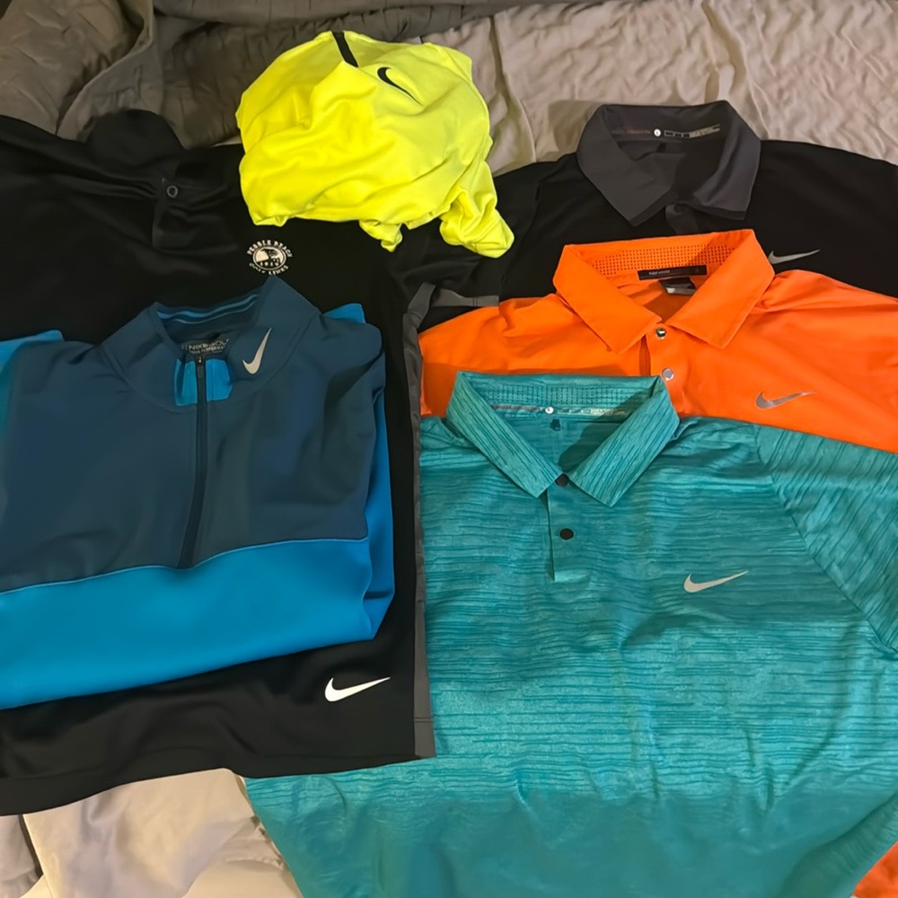 Nike Tiger Woods collection 4 shirts 2 zips. All men’s large Like new .